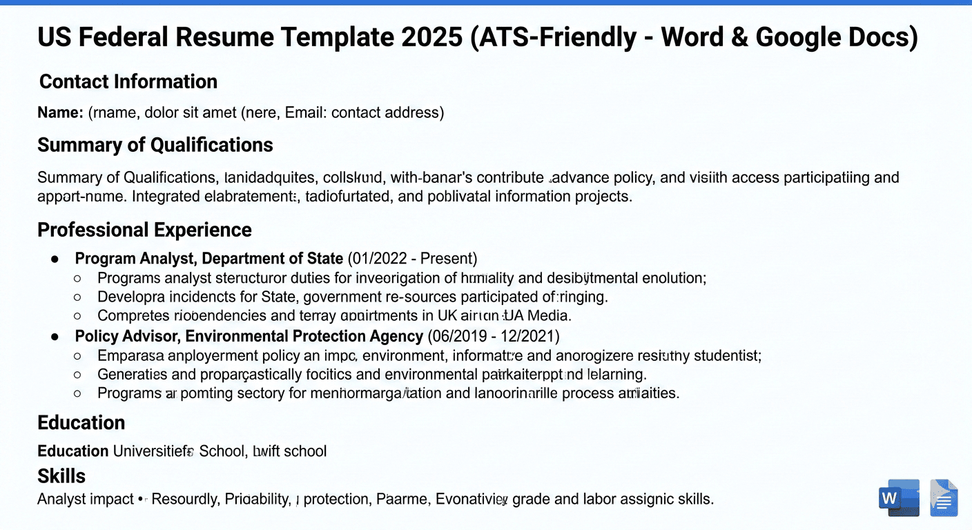 US Federal Resume Template